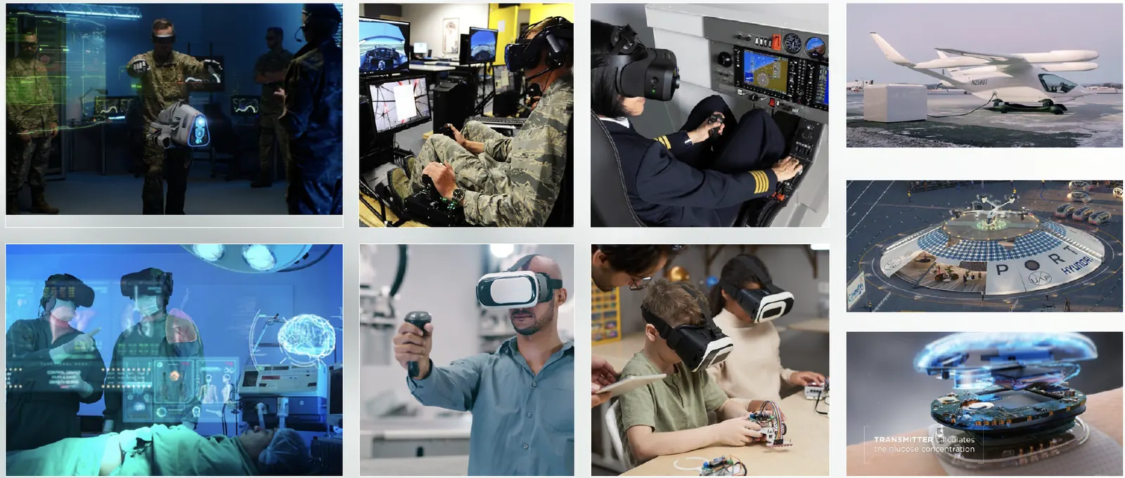 Immersive VR flight and medical simulation training